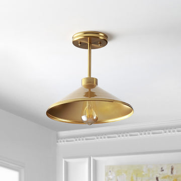Cisco 11.75" Iron Modern Farmhouse LED Semi Flush Mount - JONATHAN Y